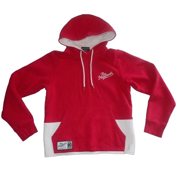The‎ Hundreds Hoodie sweatshirt Mens S Red White Color Block Heavy weight - Picture 1 of 9